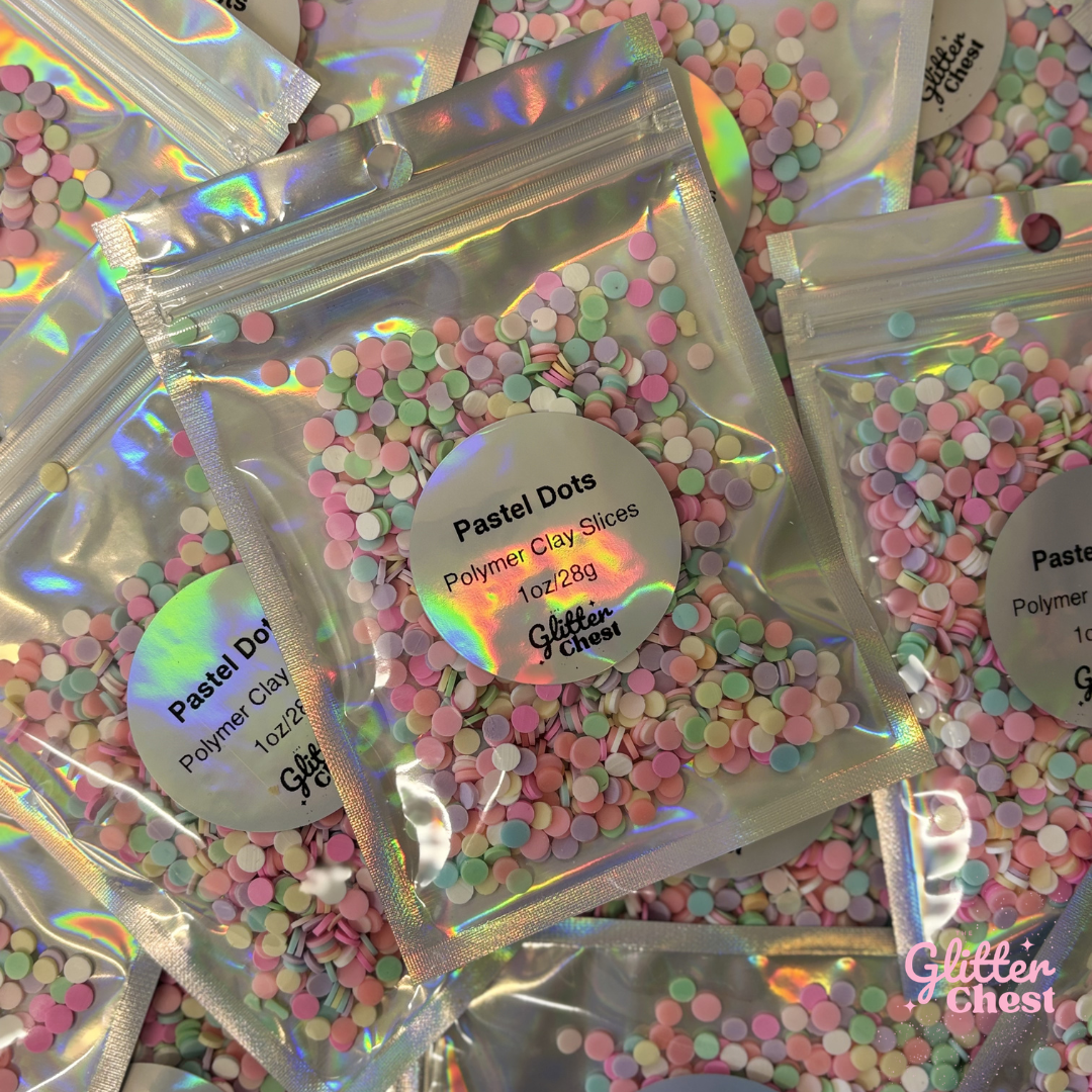Pastel Dots Polymer Clay Slices – 1oz/28g Bag