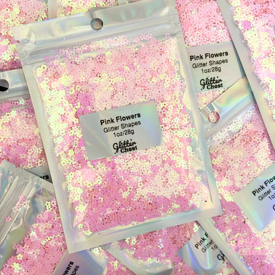Pink Flowers Glitter Shapes - 1oz/28g