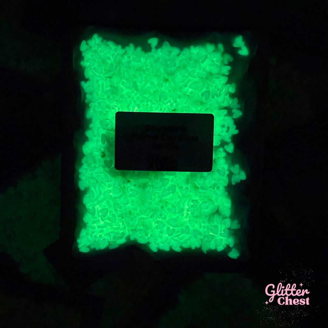 Glow Hearts Polymer Clay Slices – 1oz/28g Bag
