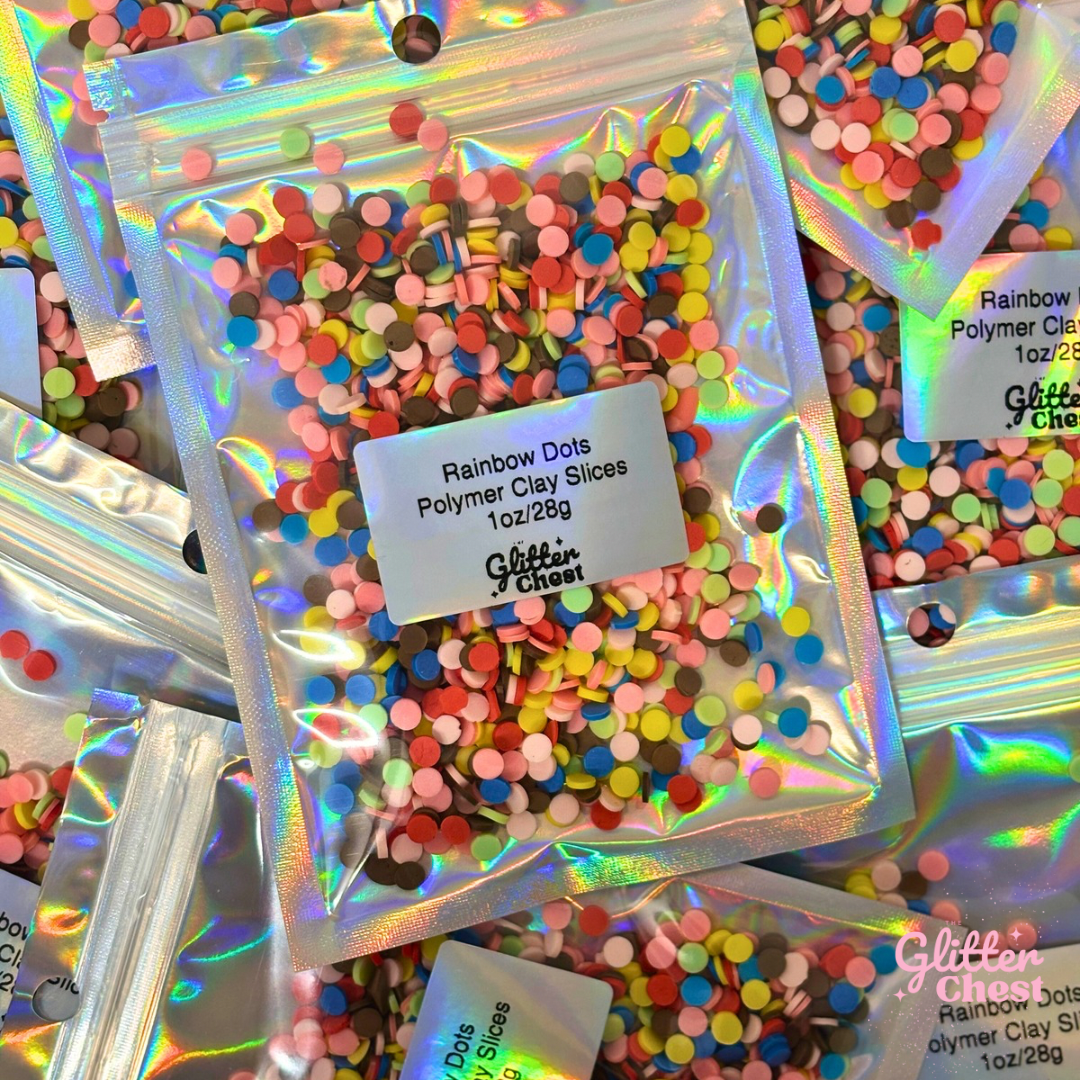 Rainbow Dots Polymer Clay Slices – 1oz/28g Bag