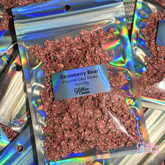 Strawberry Bear Polymer Clay Slices – 1oz/28g Bag