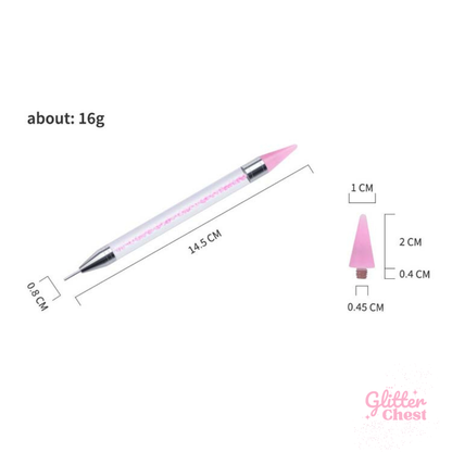 Dual-Ended Rhinestone Picker Pen – Wax Tip & Precision Dotting Tool