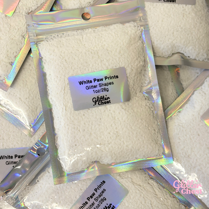 White Paw Prints Glitter Shapes - 1oz/28g