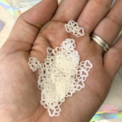 White Paw Prints Glitter Shapes - 1oz/28g