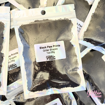 Black Paw Prints Glitter Shapes - 1oz/28g