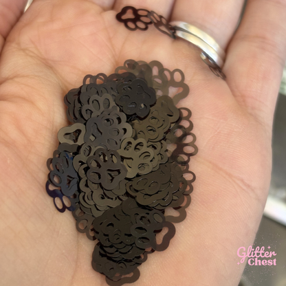 Black Paw Prints Glitter Shapes - 1oz/28g