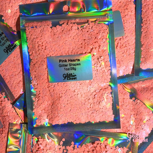 Pink Hearts Glitter Shapes - 1oz/28g