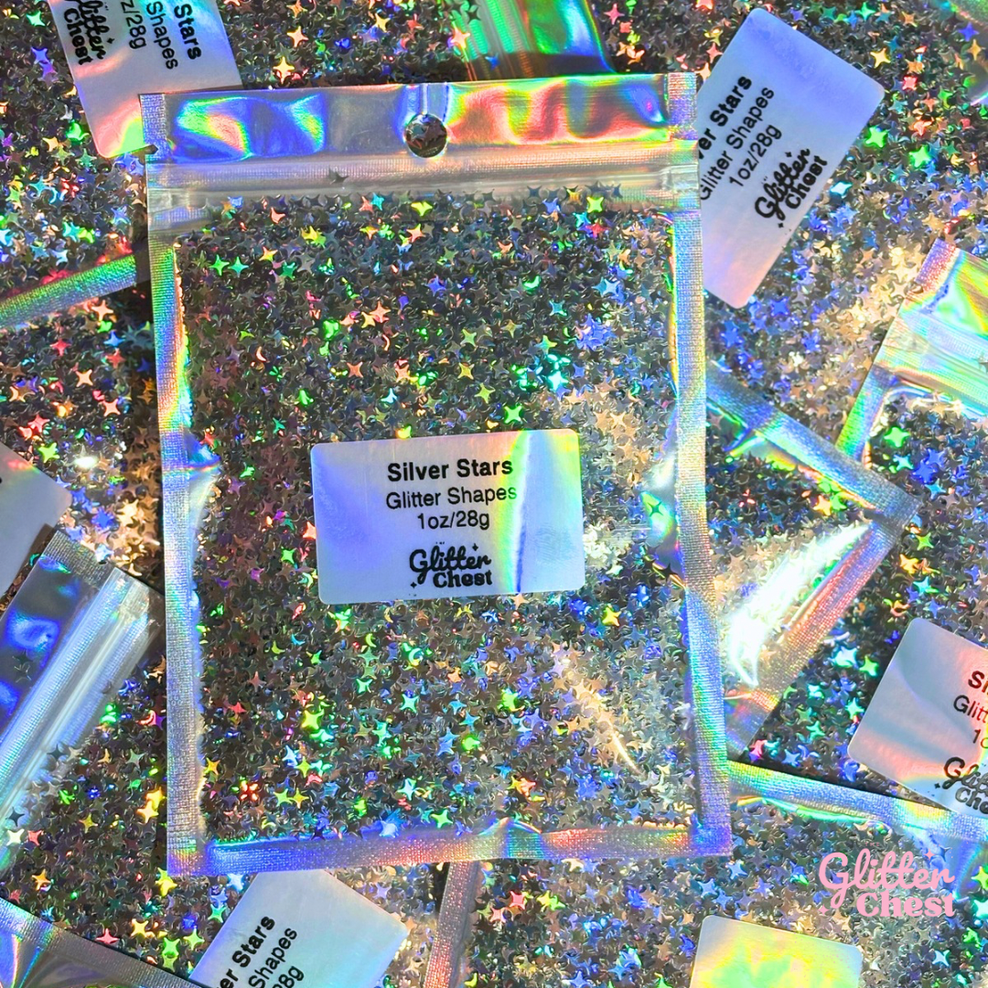 Silver Stars Glitter Shapes - 1oz/28g