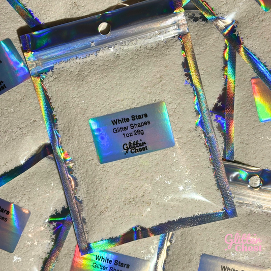 White Stars Glitter Shapes - 1oz/28g