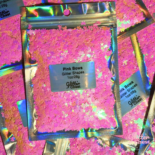 Pink Bows Glitter Shapes - 1oz/28g