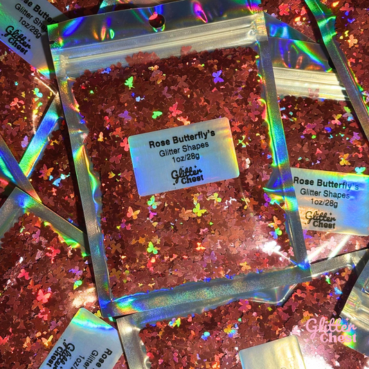 Rose Butterfly's Glitter Shapes - 1oz/28g