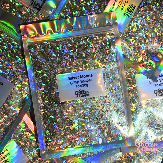 Silver Moons Glitter Shapes - 1oz/28g