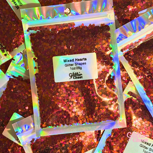 Mixed Hearts Glitter Shapes - 1oz/28g