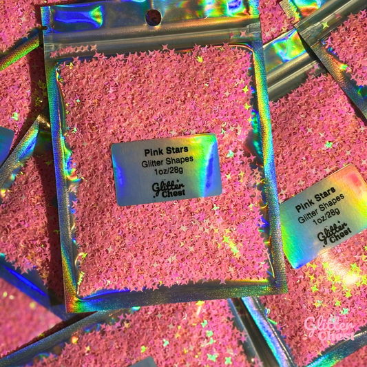 Pink Stars Glitter Shapes - 1oz/28g