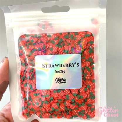 Strawberry Polymer Clay Slices – 1oz/28g Bag