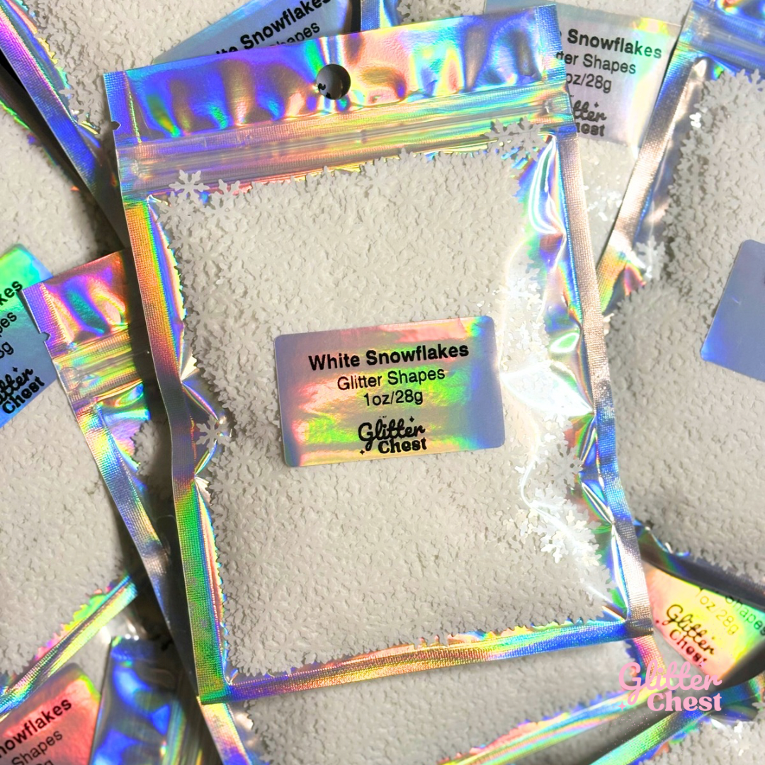 White Snowflakes Glitter Shapes - 1oz/28g
