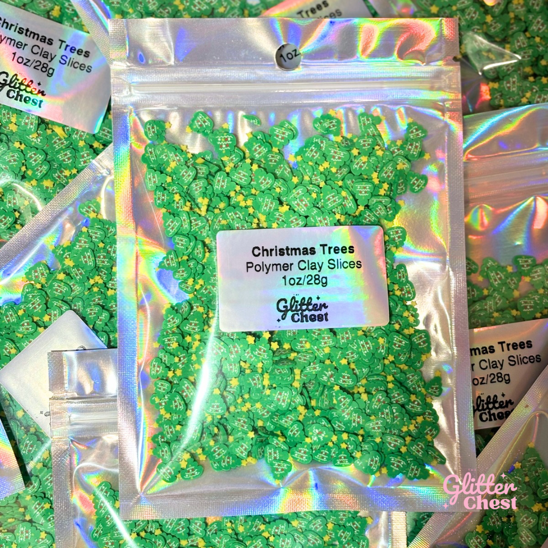 Christmas Tree Polymer Clay Slices – 1oz/28g Bag