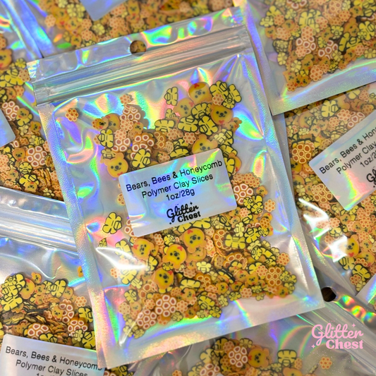 Bears, Bees And Honeycomb Polymer Clay Slices – 1oz/28g Bag