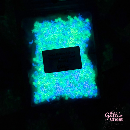Glow Moons And Stars Polymer Clay Slices – 1oz/28g Bag