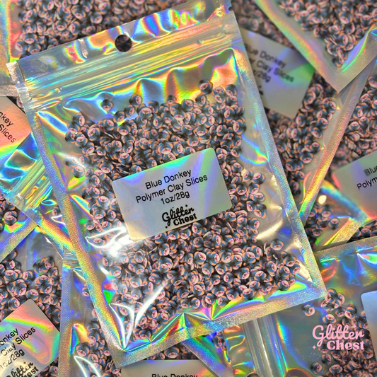 Blue Donkey Polymer Clay Slices – 1oz/28g Bag